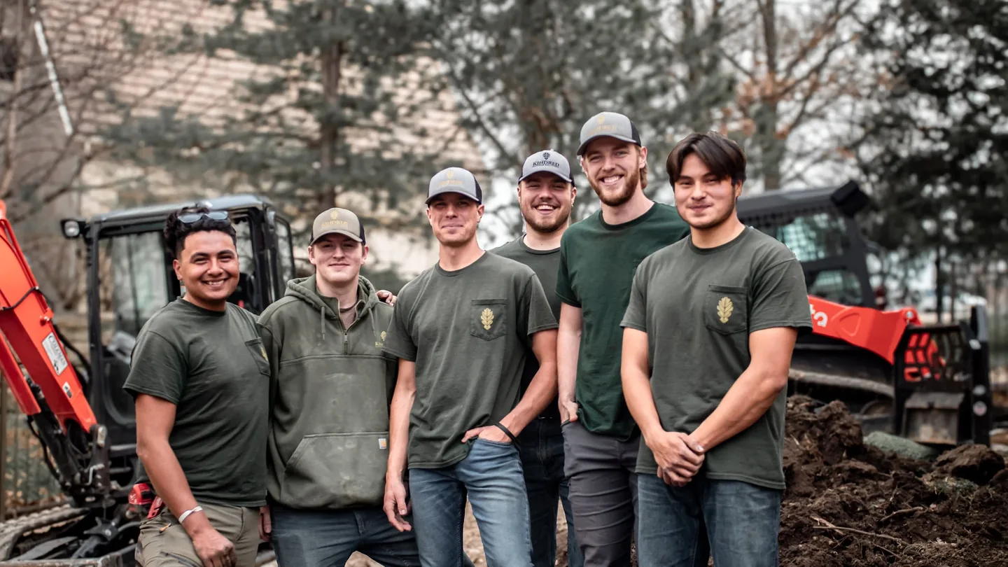 The Kindred crew on site with equipment